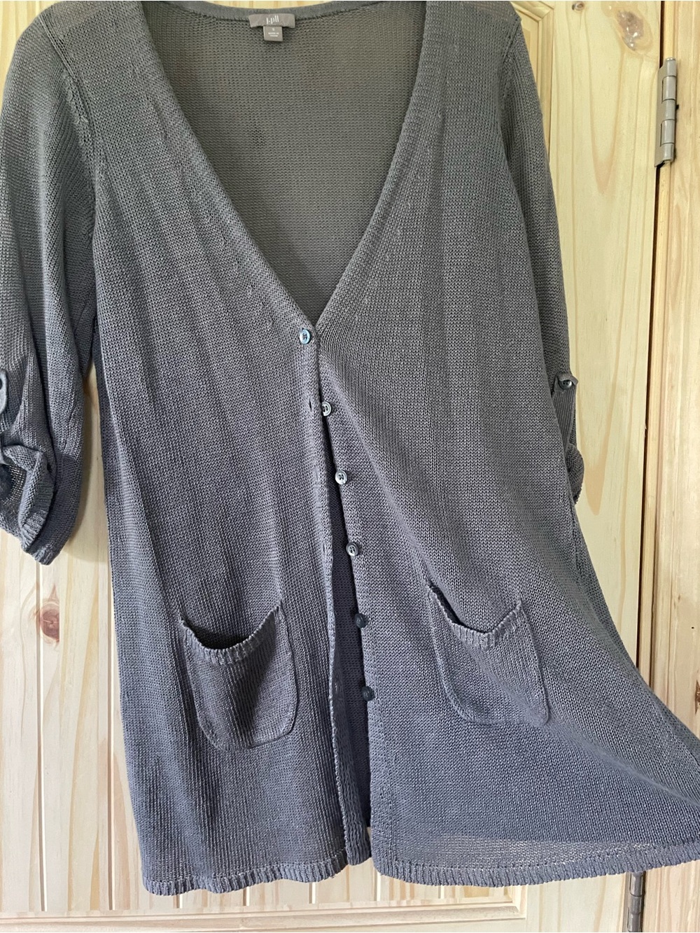 J. Jill Open-Knit Long Cardigan in Gray - Picture 6 of 10